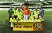 30 May 2018; Republic of Ireland Women's Senior Players Leanne Kiernan, left, and Amanda McQuillan pictured with players from St Ita's AFC, Co Dublin, during the Aviva Soccer Sisters Finals at the Aviva Stadium in Dublin. Photo by David Fitzgerald/Sportsfile