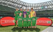30 May 2018; The SPAR FAI Primary School 5s National Finals took place in the Aviva Stadium on Wednesday, May 30th, where former Republic of Ireland International Keith Andrews and current Republic of Ireland women's footballer Megan Campbell were in attendance supporting as girls and boys from 13 counties battled it out for national honours. Pictured are players and coaches from St Teresa's NS, Co. Roscommon, prior to the SPAR FAI Primary School 5s National Finals at Aviva Stadium in Dublin. Photo by Harry Murphy/Sportsfile