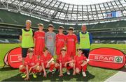 30 May 2018; The SPAR FAI Primary School 5s National Finals took place in the Aviva Stadium on Wednesday, May 30th, where former Republic of Ireland International Keith Andrews and current Republic of Ireland women's footballer Megan Campbell were in attendance supporting as girls and boys from 13 counties battled it out for national honours. Pictured are players and coaches from Scoil Íosagáin, Co. Cork, prior to the SPAR FAI Primary School 5s National Finals at Aviva Stadium in Dublin. Photo by Harry Murphy/Sportsfile