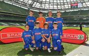 30 May 2018; The SPAR FAI Primary School 5s National Finals took place in the Aviva Stadium on Wednesday, May 30th, where former Republic of Ireland International Keith Andrews and current Republic of Ireland women's footballer Megan Campbell were in attendance supporting as girls and boys from 13 counties battled it out for national honours. Pictured are players from Gaelscoil Chluain Dolcáin, Co. Dublin, prior to the SPAR FAI Primary School 5s National Finals at Aviva Stadium in Dublin. Photo by Harry Murphy/Sportsfile
