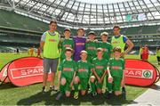 30 May 2018; The SPAR FAI Primary School 5s National Finals took place in the Aviva Stadium on Wednesday, May 30th, where former Republic of Ireland International Keith Andrews and current Republic of Ireland women's footballer Megan Campbell were in attendance supporting as girls and boys from 13 counties battled it out for national honours. Pictured are players and coaches from Scoil Iósaif Naofa, Co. Galway, prior to the SPAR FAI Primary School 5s National Finals at Aviva Stadium in Dublin. Photo by Harry Murphy/Sportsfile