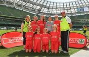 30 May 2018; The SPAR FAI Primary School 5s National Finals took place in the Aviva Stadium on Wednesday, May 30th, where former Republic of Ireland International Keith Andrews and current Republic of Ireland women's footballer Megan Campbell were in attendance supporting as girls and boys from 13 counties battled it out for national honours. Pictured are players and coaches from St John the Baptist GNS, Co. Tipperary, prior to the SPAR FAI Primary School 5s National Finals at Aviva Stadium in Dublin. Photo by Harry Murphy/Sportsfile