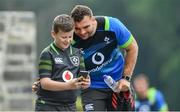 31 May 2018; Tadhg Beirne with 9 year old supporter Daniel Hall, from Rathmines, Dublin, during Ireland squad training at Carton House in Maynooth, Co. Kildare. Photo by Ramsey Cardy/Sportsfile