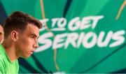 31 May 2018; Seamus Coleman during a Republic of Ireland press conference at the FAI National Training Centre in Abbotstown, Dublin. Photo by Stephen McCarthy/Sportsfile