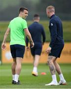 1 June 2018; Seamus Coleman, left, and James McClean during Republic of Ireland training at the FAI National Training Centre in Abbotstown, Dublin. Photo by Stephen McCarthy/Sportsfile