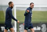 1 June 2018; John O'Shea, right, and David Meyler during Republic of Ireland training at the FAI National Training Centre in Abbotstown, Dublin. Photo by Stephen McCarthy/Sportsfile