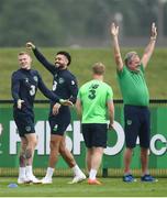 1 June 2018; Players, from left, James McClean, Derrick Williams, Daryl Horgan and Republic of Ireland assistant coach Steve Walford react during Republic of Ireland training at the FAI National Training Centre in Abbotstown, Dublin. Photo by Stephen McCarthy/Sportsfile