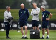 1 June 2018; Republic of Ireland staff, from left, Dr Alan Byrne, team doctor, physiotherapist Tony McCarthy, physiotherapist Colin Dunleavy  and equipment officer Mick Lawlor during training at the FAI National Training Centre in Abbotstown, Dublin. Photo by Stephen McCarthy/Sportsfile