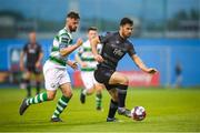1 June 2018; Patrick Hoban of Dundalk in action against Greg Bolger of Shamrock Rovers during the SSE Airtricity League Premier Division match between Shamrock Rovers and Dundalk at Tallaght Stadium in Dublin. Photo by Stephen McCarthy/Sportsfile