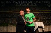 1 June 2018; James McClean receives the Republic of Ireland supporters clubs Player of the Year award from Joe McKenna, Chairman of CRISC, at the CRISC Player of the Year Awards at  Ballsbridge Hotel, Dublin. Photo by David Fitzgerald/Sportsfile