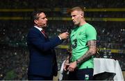 1 June 2018; James McClean of Republic of Ireland speaks with RTE Presenter Peter Collins at the CRISC Player of the Year Awards at  Ballsbridge Hotel, Dublin. Photo by David Fitzgerald/Sportsfile