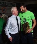 1 June 2018; Republic of Ireland player John O'Shea with supporter Raymond Dignam from Castleblayney, Co Monaghan during the CRISC Player of the Year Awards at  Ballsbridge Hotel, Dublin. Photo by David Fitzgerald/Sportsfile