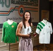 1 June 2018; Women's National Team senior player Megan Campbell with her supporters player of the year award at the CRISC Player of the Year Awards at  Ballsbridge Hotel, Dublin. Photo by David Fitzgerald/Sportsfile
