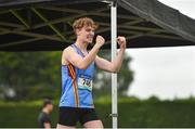 2 June 2018; Conor Crowe of St Patrick’s Keady, Co. Armagh, celebrates winning the Intermediate Boys 100 Metres during the Irish Life Health All-Ireland Schools Track and Field Championships at Tullamore Harriers Stadium in Tullamore, Co. Offaly. Photo by Sam Barnes/Sportsfile