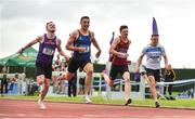 2 June 2018; Aaron Sexton of Bangor Grammar, Co. Down, second from left, on his way to winning the Senior Boys 100 Metres, ahead of David McDonald of CBS Wexford, Co. Wexford who finished second during the Irish Life Health All-Ireland Schools Track and Field Championships at Tullamore Harriers Stadium in Tullamore, Co. Offaly. Photo by Sam Barnes/Sportsfile