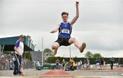 2 June 2018; Eoghan McGrath of Cross & Passion Kilcullen, Co. Kildare, competing in the Intermediate Boys Long Jump during the Irish Life Health All-Ireland Schools Track and Field Championships at Tullamore Harriers Stadium in Tullamore, Co. Offaly. Photo by Sam Barnes/Sportsfile