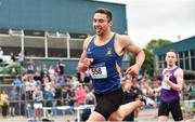 2 June 2018; Aaron Sexton of Bangor Grammar, Co. Down, right, celebrates winning the Senior Boys 200 Metres during the Irish Life Health All-Ireland Schools Track and Field Championships at Tullamore Harriers Stadium in Tullamore, Co. Offaly. Photo by Sam Barnes/Sportsfile