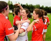 2 June 2018; Cork goalkeeper Martina O'Brien is congratulated by her team-mates Doireann O'Sullivan, Hannah Looney and Emma Spollane after the TG4 Munster Senior Ladies Football Championship semi-final between Tipperary and Cork at Ardfinnan, Tipperary. Photo by Matt Browne/Sportsfile