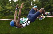 2 June 2018; Nelvin Appiah of Moyne CS Longford, Co. Longford, clears 2.02m to win the Intermediate Boys High Jump and set a new record during the Irish Life Health All-Ireland Schools Track and Field Championships at Tullamore Harriers Stadium in Tullamore, Co. Offaly. Photo by Sam Barnes/Sportsfile