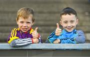 2 June 2018; Wexford supporters 5 year old Alfie Doyle-Russell, left, and 6 year old Tyler Murphy ahead of the Leinster GAA Hurling Senior Championship Round 4 match between Wexford and Galway at Innovate Wexford Park in Wexford. Photo by Ramsey Cardy/Sportsfile