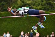 2 June 2018; Nelvin Appiah of Moyne CS Longford, Co. Longford, clears 2.02m to win the Intermediate Boys High Jump and set a new record during the Irish Life Health All-Ireland Schools Track and Field Championships at Tullamore Harriers Stadium in Tullamore, Co. Offaly. Photo by Sam Barnes/Sportsfile