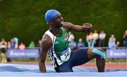 2 June 2018; Nelvin Appiah of Moyne CS Longford, Co. Longford, celebrates after clearing 2.02m to win the Intermediate Boys High Jump and set a new record during the Irish Life Health All-Ireland Schools Track and Field Championships at Tullamore Harriers Stadium in Tullamore, Co. Offaly. Photo by Sam Barnes/Sportsfile