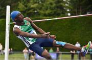 2 June 2018; Nelvin Appiah of Moyne CS Longford, Co. Longford, celebrates after clearing 2.02m to win the Intermediate Boys High Jump and set a new record during the Irish Life Health All-Ireland Schools Track and Field Championships at Tullamore Harriers Stadium in Tullamore, Co. Offaly. Photo by Sam Barnes/Sportsfile