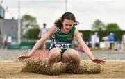 2 June 2018; Sarah Mc Phillips of Moyne CS Longford, Co. Longford, competing in the Minor Girls Long Jump during the Irish Life Health All-Ireland Schools Track and Field Championships at Tullamore Harriers Stadium in Tullamore, Co. Offaly. Photo by Sam Barnes/Sportsfile