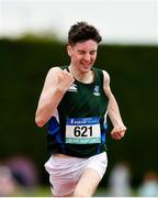 2 June 2018; Dylan McBride of Grosvenor Grammar, Belfast, celebrates winning the Junior Boys 1500 Metres during the Irish Life Health All-Ireland Schools Track and Field Championships at Tullamore Harriers Stadium in Tullamore, Co. Offaly. Photo by Sam Barnes/Sportsfile