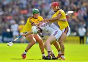 2 June 2018; John Hanbury of Galway is tackled by Conor McDonald, left, and Lee Chin of Wexford during the Leinster GAA Hurling Senior Championship Round 4 match between Wexford and Galway at Innovate Wexford Park in Wexford. Photo by Ramsey Cardy/Sportsfile