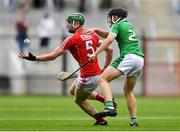 2 June 2018; Luke Horgan of Cork in action against Padraig Harnett of Limerick during the Munster GAA Minor Hurling Championship Round 3 match between Cork and Limerick at Páirc Uí Chaoimh in Cork. Photo by Piaras Ó Mídheach/Sportsfile