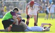 2 June 2018; Joe Canning of Galway is treated for an injury as teammate Conor Whelan looks on during the Leinster GAA Hurling Senior Championship Round 4 match between Wexford and Galway at Innovate Wexford Park in Wexford. Photo by Ramsey Cardy/Sportsfile