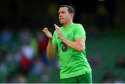 2 June 2018; John O'Shea of Republic of Ireland applauds supporters as he makes his way to the warm up prior to the International Friendly match between Republic of Ireland and the United States at the Aviva Stadium in Dublin. Photo by Seb Daly/Sportsfile
