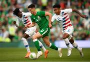 2 June 2018; Callum O'Dowda of Republic of Ireland in action against Tim Weah, left, and Weston McKennie of United States during the International Friendly match between Republic of Ireland and the United States at the Aviva Stadium in Dublin. Photo by Stephen McCarthy/Sportsfile