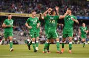 2 June 2018; Graham Burke of Republic of Ireland celebrates after scoring his side's first goal with teammates during the International Friendly match between Republic of Ireland and the United States at the Aviva Stadium in Dublin. Photo by Seb Daly/Sportsfile