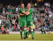 2 June 2018; Graham Burke, left, of Republic of Ireland celebrates after scoring his side's first goal with teammate Darragh Lenihan during the International Friendly match between Republic of Ireland and the United States at the Aviva Stadium in Dublin. Photo by Seb Daly/Sportsfile