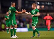 2 June 2018; Jonathan Walters, left, and Daryl Horgan of Republic of Ireland congratulate each other following their side's victory during the International Friendly match between Republic of Ireland and the United States at the Aviva Stadium in Dublin. Photo by Seb Daly/Sportsfile
