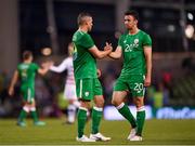 2 June 2018; Jonathan Walters, left, and Enda Stevens of Republic of Ireland congratulate each other following their side's victory during the International Friendly match between Republic of Ireland and the United States at the Aviva Stadium in Dublin. Photo by Seb Daly/Sportsfile