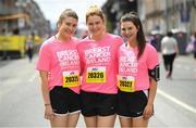 3 June 2018; Participants, from left, Clodagh, Siobhan and Dervla Kelly, from Banagher, Co. Offaly, at the 2018 Vhi Women’s Mini Marathon. 30,000 women from all over the country took to the streets of Dublin to run, walk and jog the 10km route, raising much needed funds for hundreds of charities around the country. www.vhiwomensminimarathon.ie. Photo by Ramsey Cardy/Sportsfile