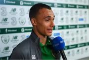 2 June 2018; Graham Burke of Republic of Ireland is interviewed following the International Friendly match between Republic of Ireland and the United States at the Aviva Stadium in Dublin. Photo by Stephen McCarthy/Sportsfile