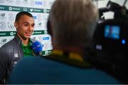 2 June 2018; Graham Burke of Republic of Ireland is interviewed following the International Friendly match between Republic of Ireland and the United States at the Aviva Stadium in Dublin. Photo by Stephen McCarthy/Sportsfile