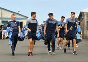 3 June 2018; Dublin players, from left, Fiontán McGibb, Seán Moran, Eoghan O’Donnell and Chris Crummy, arrive prior to the Leinster GAA Hurling Senior Championship Round 4 match between Dublin and Offaly at Parnell Park, Dublin. Photo by Seb Daly/Sportsfile