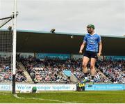 3 June 2018; Fergal Whitely of Dublin celebrates his side's firt goal, scored by team-mate Paul Ryan, during the Leinster GAA Hurling Senior Championship Round 4 match between Dublin and Offaly at Parnell Park, Dublin. Photo by Seb Daly/Sportsfile