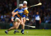 3 June 2018; Pádraic Maher of Tipperary, supported by team-mate Séamus Kennedy in action against Tom Devine of Waterford during the Munster GAA Senior Hurling Championship Round 3 match between Waterford and Tipperary at the Gaelic Grounds in Limerick. Photo by Piaras Ó Mídheach/Sportsfile