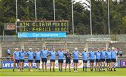 3 June 2018; Dublin players during the national anthem prior to the Leinster GAA Hurling Senior Championship Round 4 match between Dublin and Offaly at Parnell Park, Dublin. Photo by Seb Daly/Sportsfile