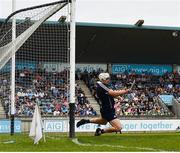 3 June 2018; Alan Nolan of Dublin saves a penalty from Joe Bergin of Offaly during the Leinster GAA Hurling Senior Championship Round 4 match between Dublin and Offaly at Parnell Park, Dublin. Photo by Seb Daly/Sportsfile