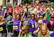3 June 2018; Vhi ambassadors, from left, Amanda Byram, Ailbhe Garrihy, Clare Garrihy and  Doireann Garrihy during the 2018 Vhi Women’s Mini Marathon. 30,000 women from all over the country took to the streets of Dublin to run, walk and jog the 10km route, raising much needed funds for hundreds of charities around the country. www.vhiwomensminimarathon.ie Photo by Sam Barnes/Sportsfile