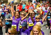 3 June 2018; Vhi ambassadors, from left, Amanda Byram, Ailbhe Garrihy, Clare Garrihy and  Doireann Garrihy during the 2018 Vhi Women’s Mini Marathon. 30,000 women from all over the country took to the streets of Dublin to run, walk and jog the 10km route, raising much needed funds for hundreds of charities around the country. www.vhiwomensminimarathon.ie Photo by Sam Barnes/Sportsfile