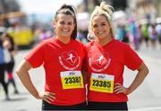3 June 2018; Participants Aisling Keane, left, and Hannah O'Reilly, from Rathfarnham, Dublin, during the 2018 Vhi Women’s Mini Marathon. 30,000 women from all over the country took to the streets of Dublin to run, walk and jog the 10km route, raising much needed funds for hundreds of charities around the country. www.vhiwomensminimarathon.ie. Photo by Ramsey Cardy/Sportsfile