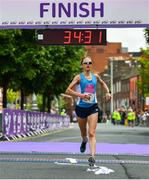 3 June 2018; Laura Shaughnessy from Rathfarnham, Co. Dublin, crosses the line to finish second during the 2018 Vhi Women’s Mini Marathon. 30,000 women from all over the country took to the streets of Dublin to run, walk and jog the 10km route, raising much needed funds for hundreds of charities around the country. www.vhiwomensminimarathon.ie Photo by Sam Barnes/Sportsfile